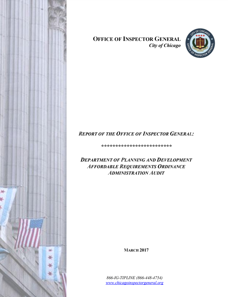 Department of Planning and Development Affordable Requirements Ordinance Administration Audit - publication cover