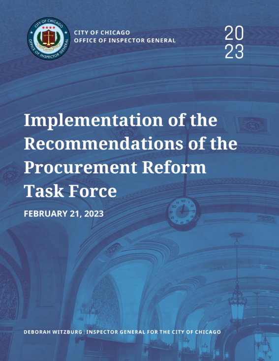 OIG on Implementation of Recommendations of the Procurement Reform Task Force - publication cover