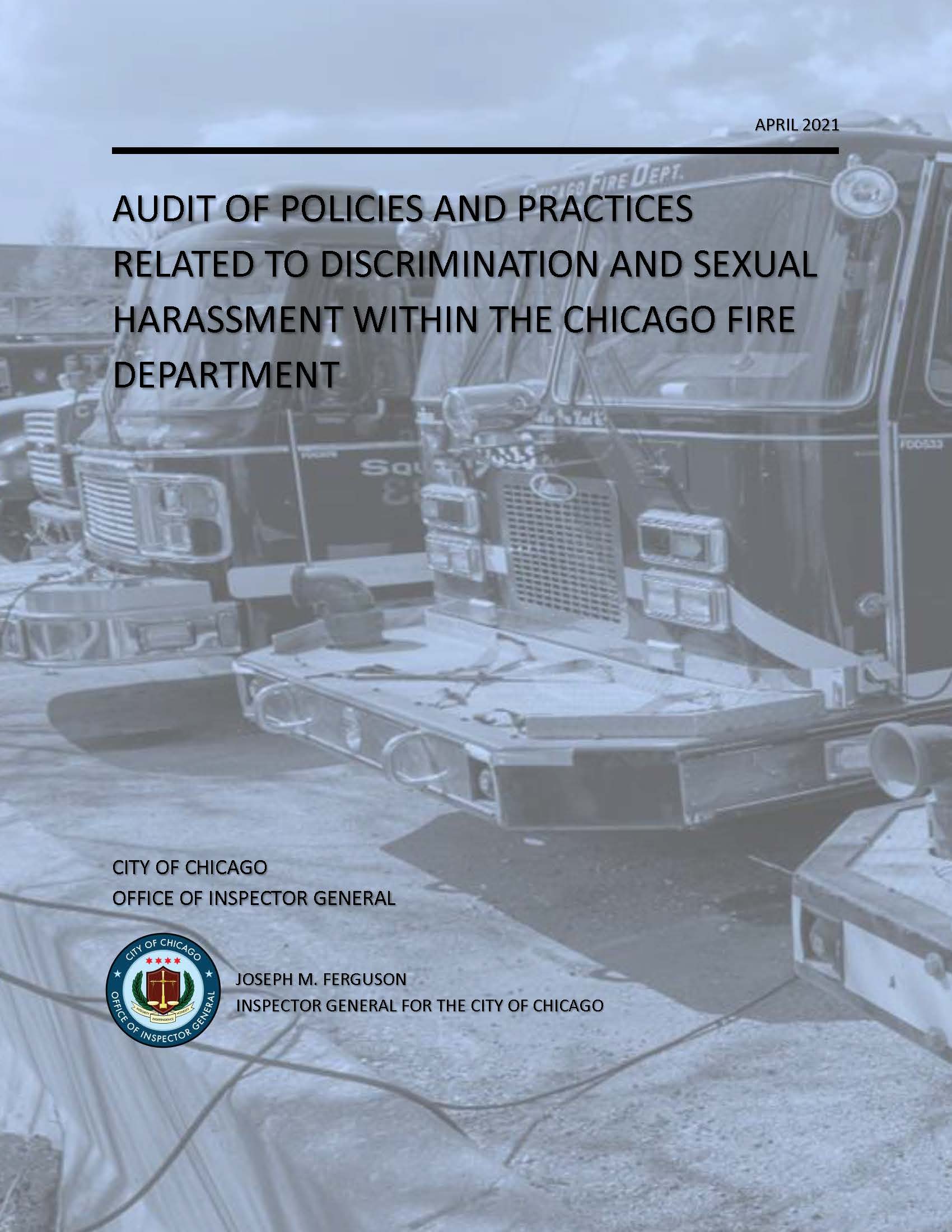 Audit of Policies and Practices Related to Discrimination and Sexual Harassment Within the Chicago Fire Department - publication cover