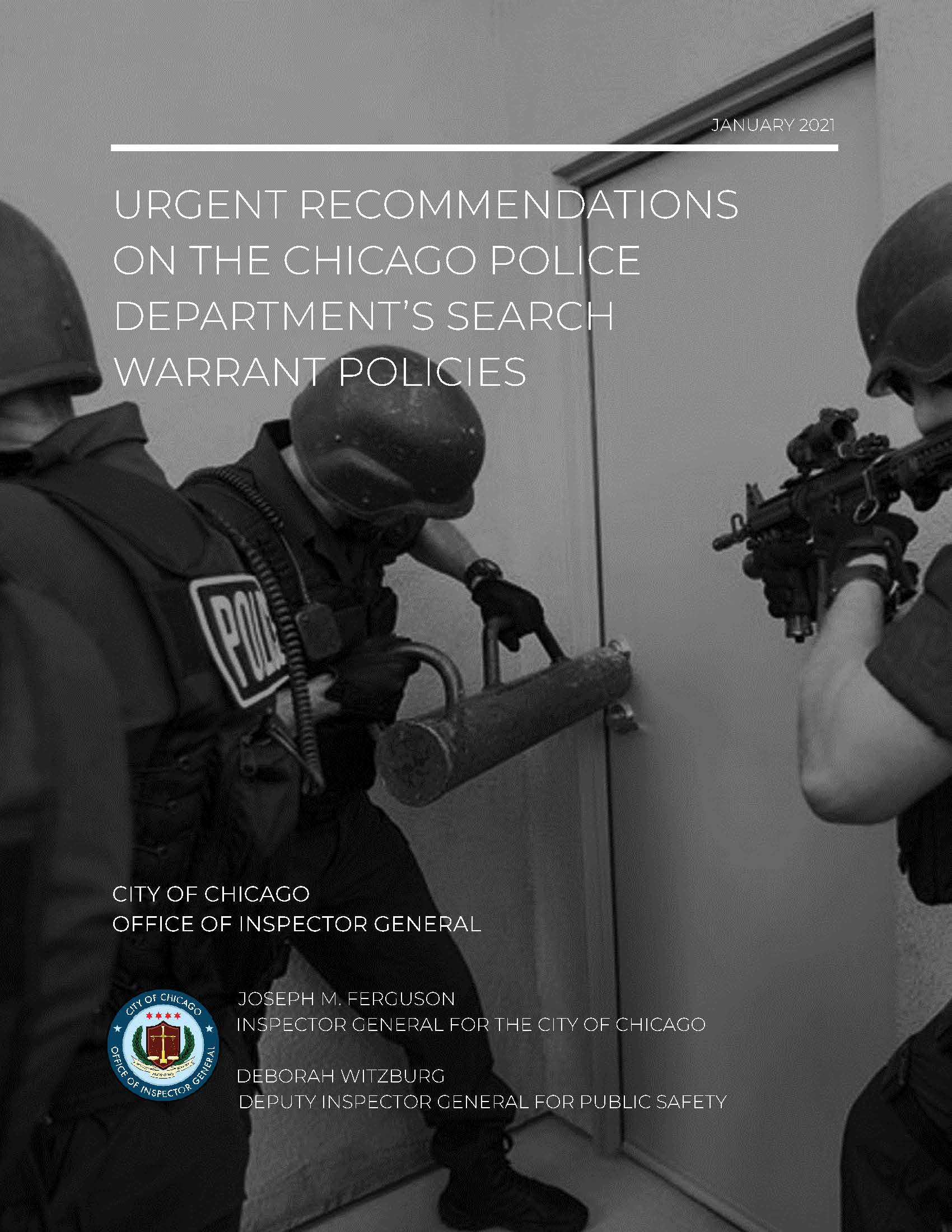 Urgent Recommendations on the Chicago Police Department’s Search Warrant Policies - publication cover
