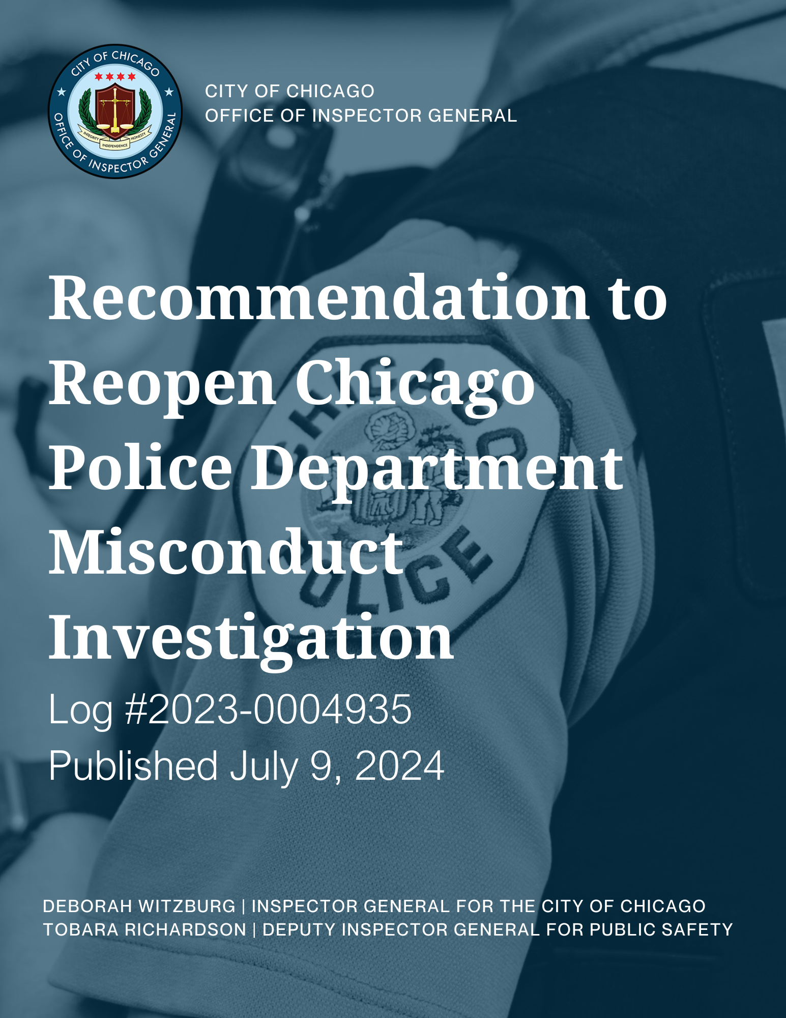 Recommendation to Reopen Chicago Police Department Disciplinary Investigation - publication cover