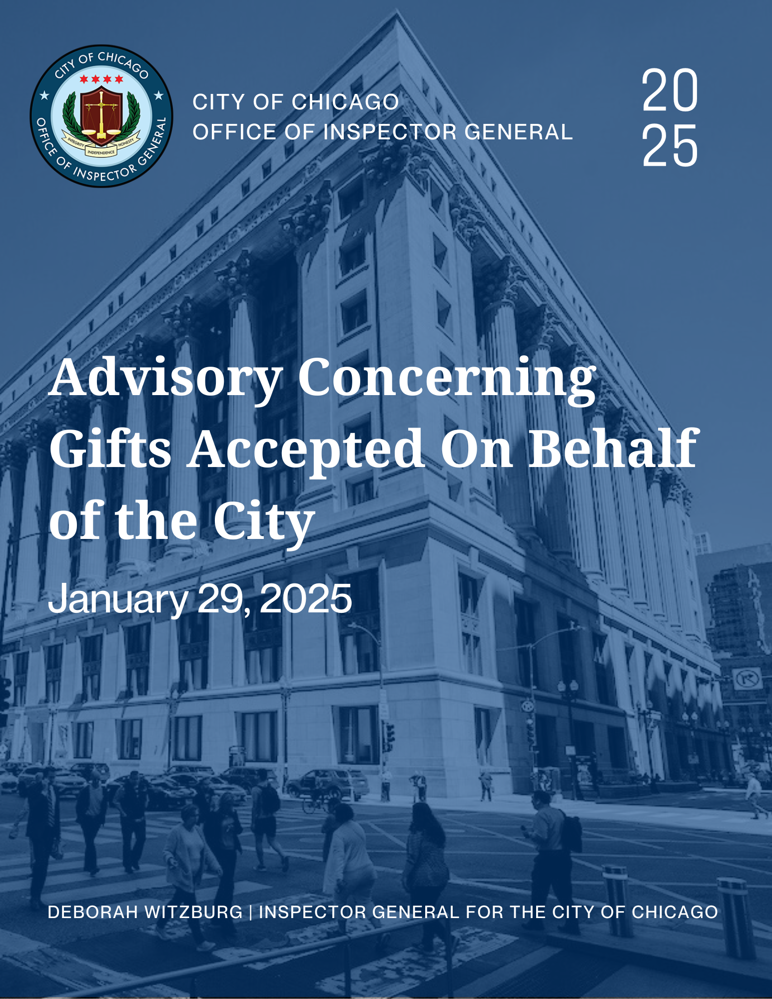 Advisory Concerning Gifts Accepted on Behalf of the City - publication cover