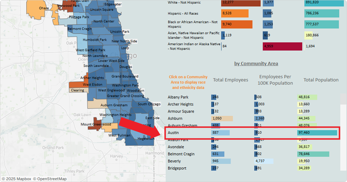 Screenshot highlighting the Austin Community Area